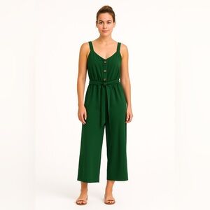 Reitmans | Forest Green Elegant Buttoned Cropped Jumpsuit